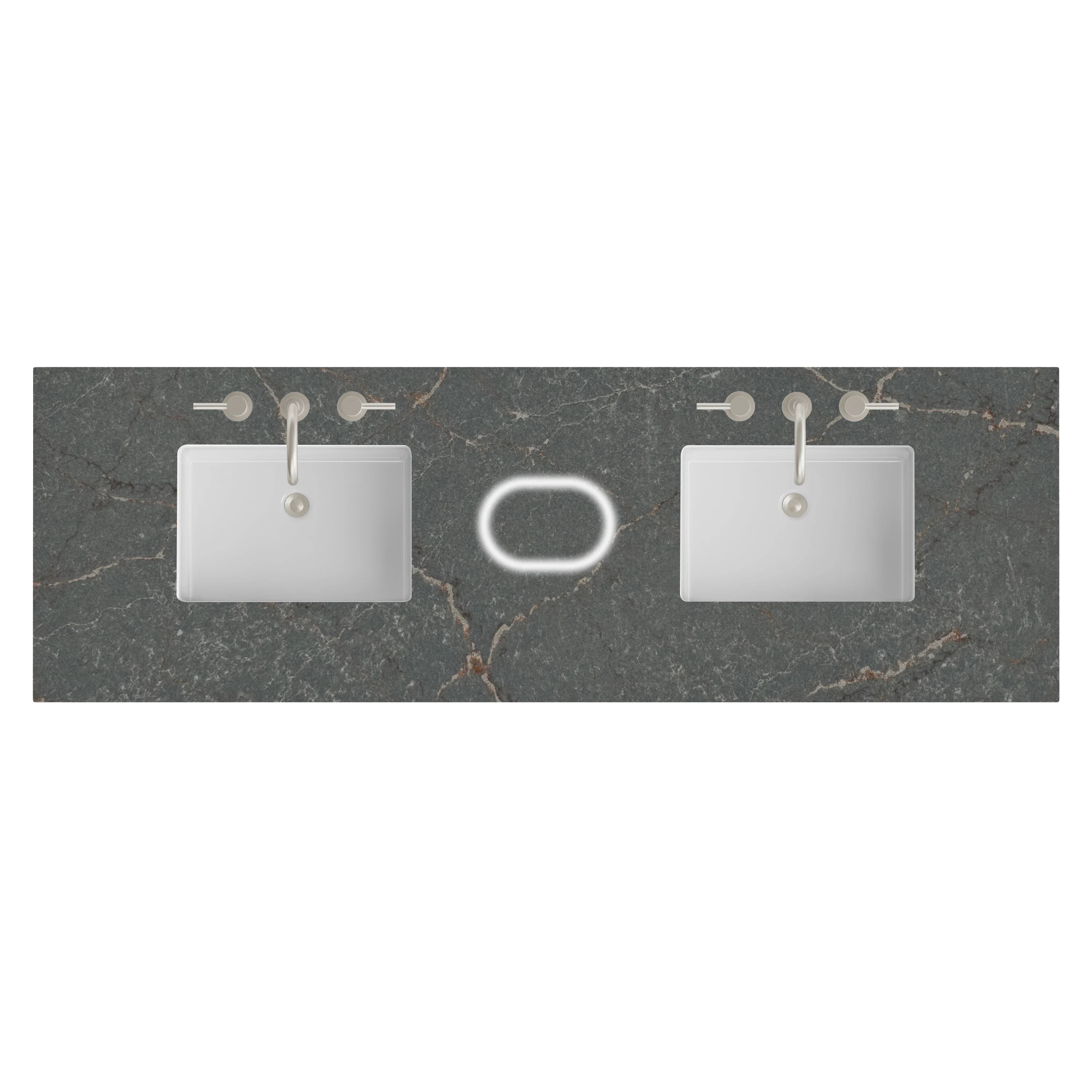 72" Double Top, 3 CM Parisien Bleu Silestone w/ Sink & FreePower Wireless Charger