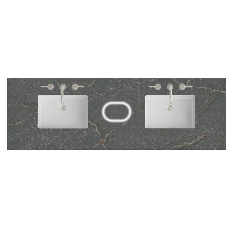 72" Double Top, 3 CM Parisien Bleu Silestone w/ Sink & FreePower Wireless Charger