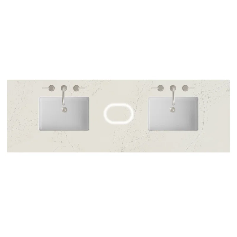72" Double Top, 3CM Siberian Silestone w/ Sink & FreePower Wireless Charger