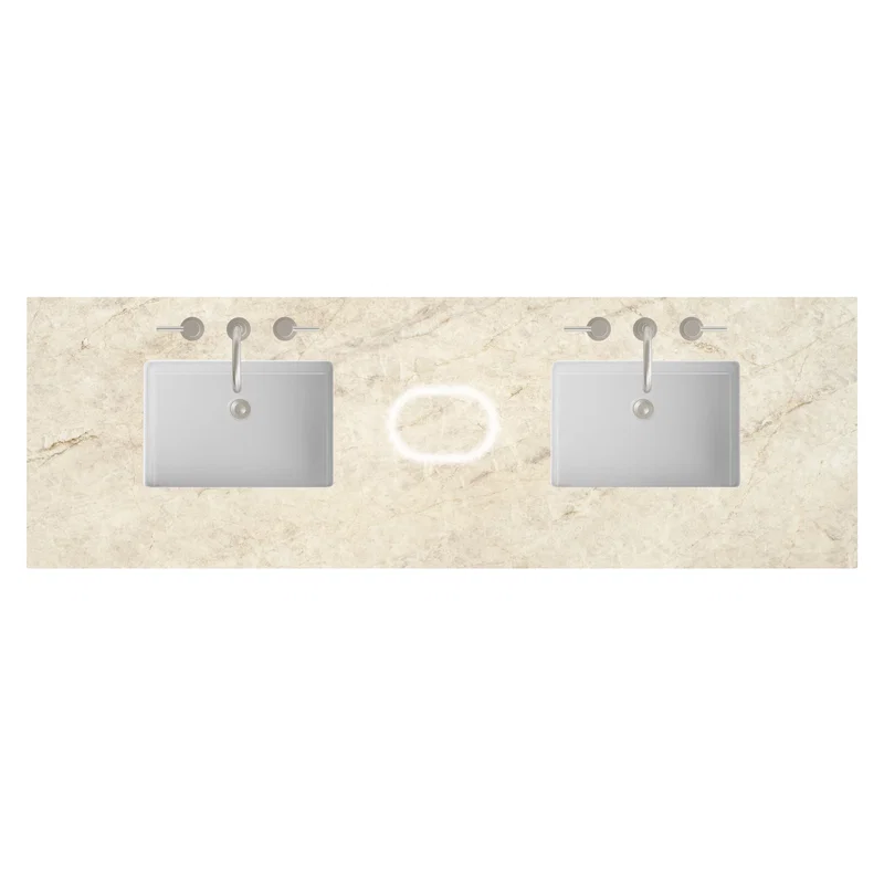 72" Double Top, 3CM Tajnar Eclos w/ Sink & FreePower Wireless Charger