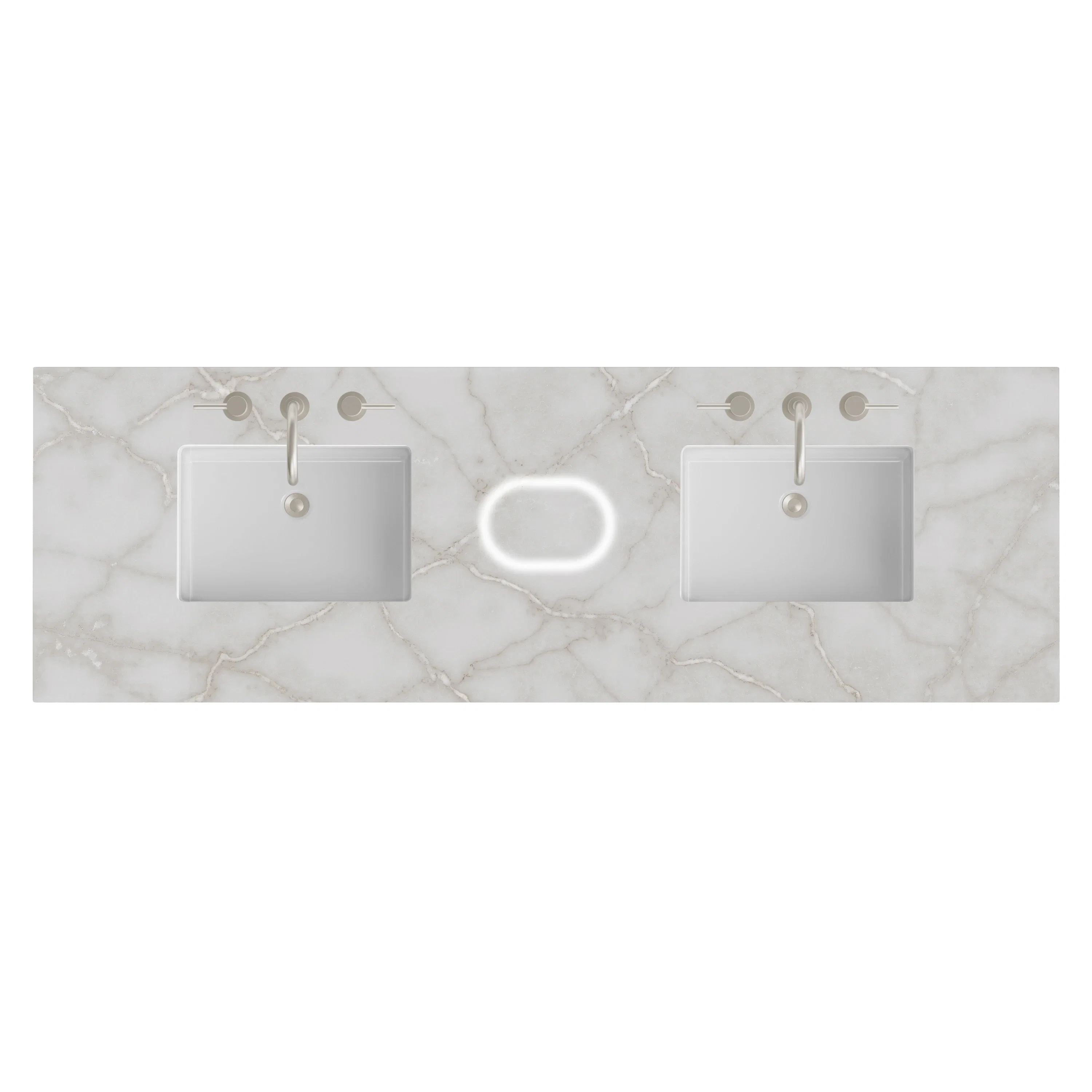 72" Double Top, 3 CM Victorian Silver Silestone w/ Sink & FreePower Wireless Charger