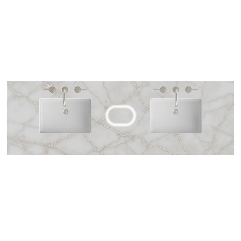 72" Double Top, 3 CM Victorian Silver Silestone w/ Sink & FreePower Wireless Charger
