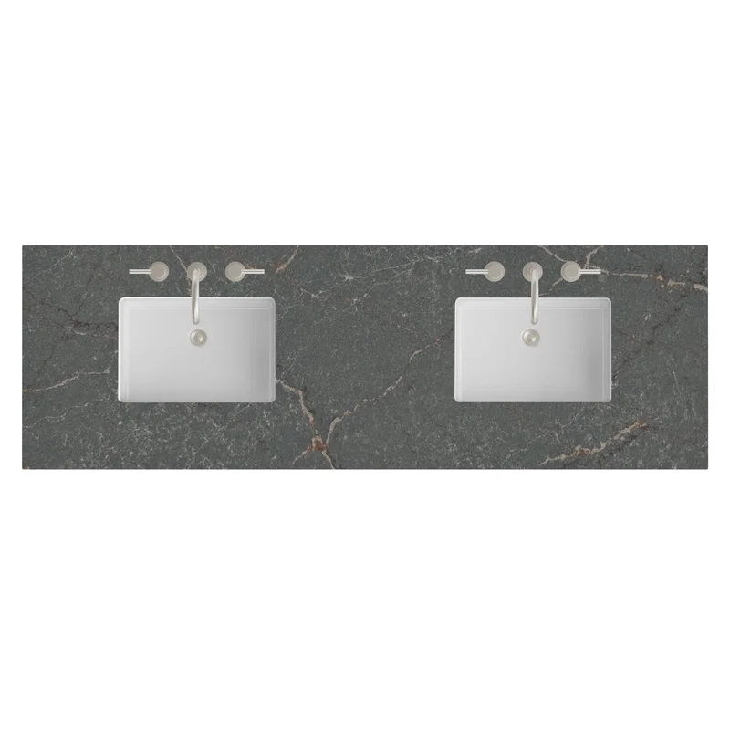 72" Double Top, 3 CM Parisien Bleu Silestone w/ Sink