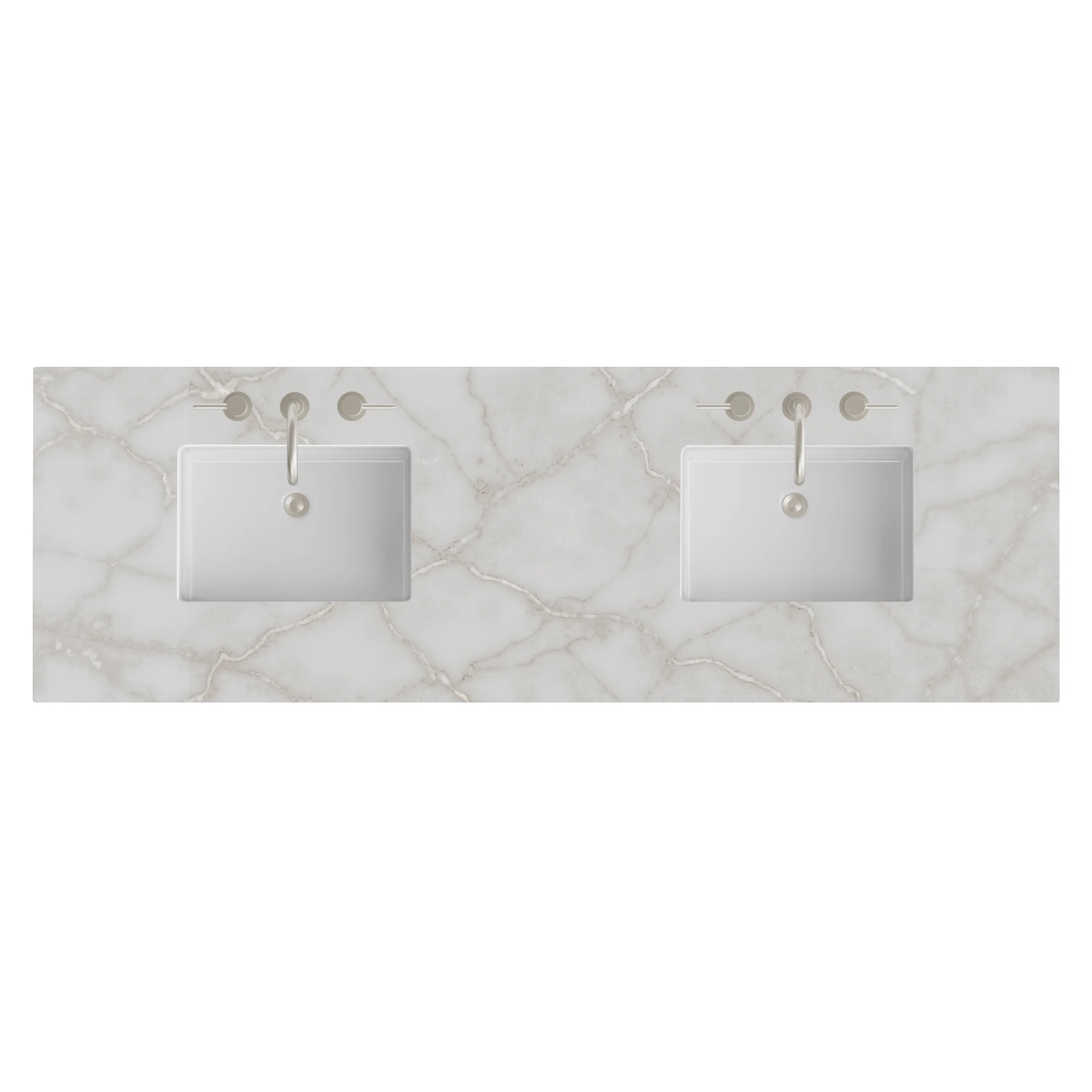 James Martin Vanities 72" Double Top, 3 CM Victorian Silver Silestone w/ Sink