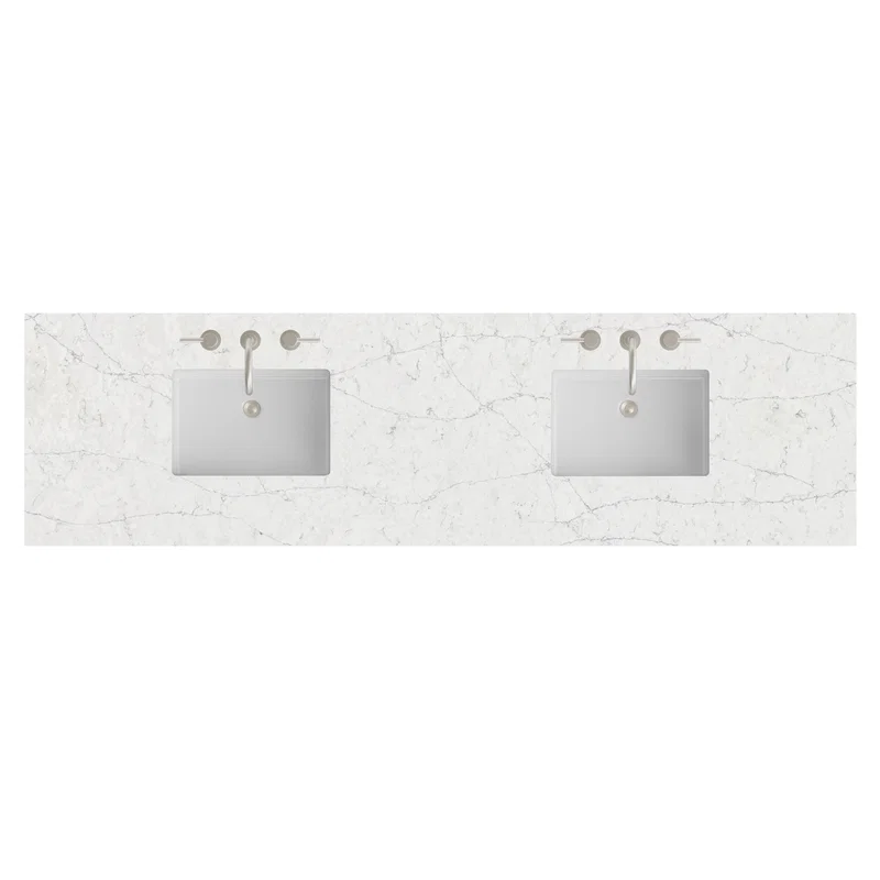 84" Double Top, 3CM Eternal Jasmine Pearl Silestone w/ Sink