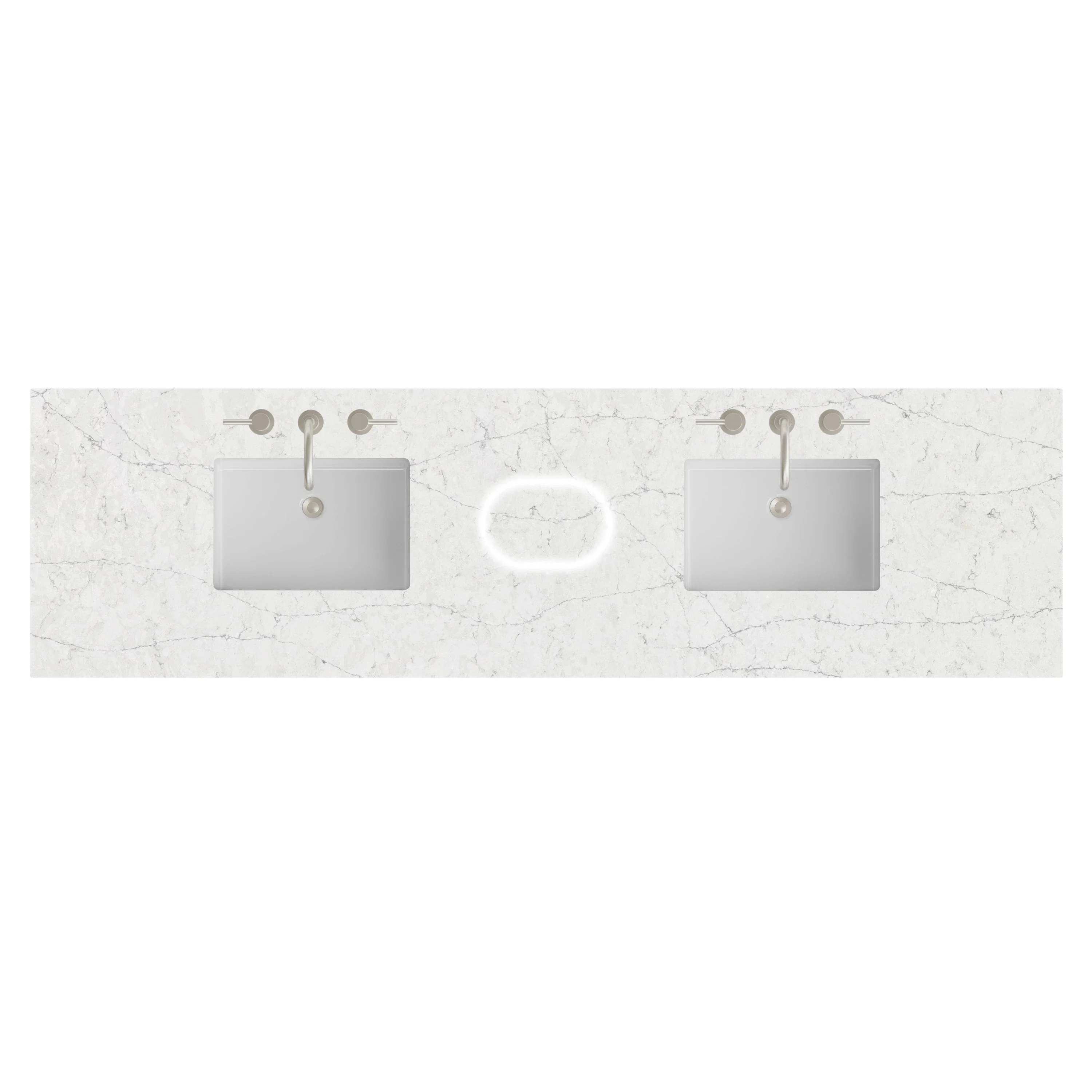 84" Double Top, 3CM Eternal Jasmine Pearl Silestone w/ Sink & FreePower Wireless Charger