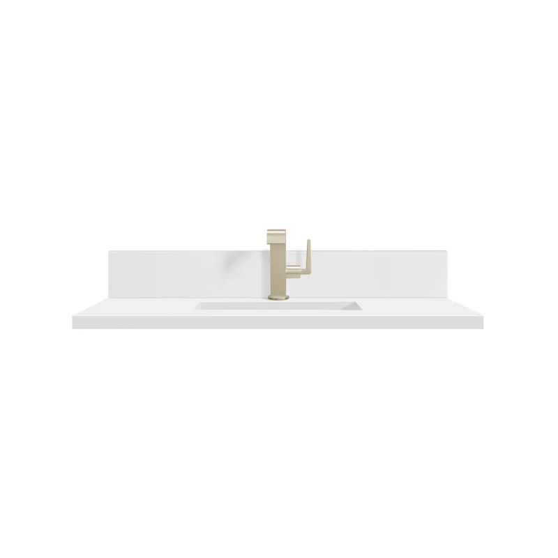36" Single Top, Single-Hole, 3 CM White Zeus Silestone w/ Backsplash & Sink