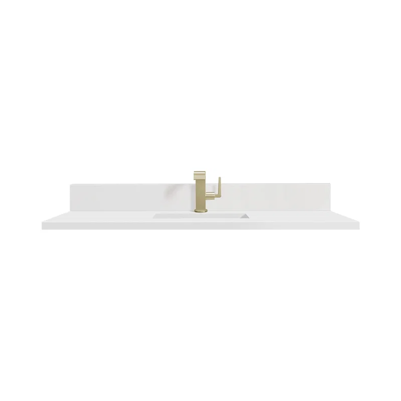 48" Single Top, Single-Hole, 3 CM White Zeus Silestone w/ Backsplash & Sink