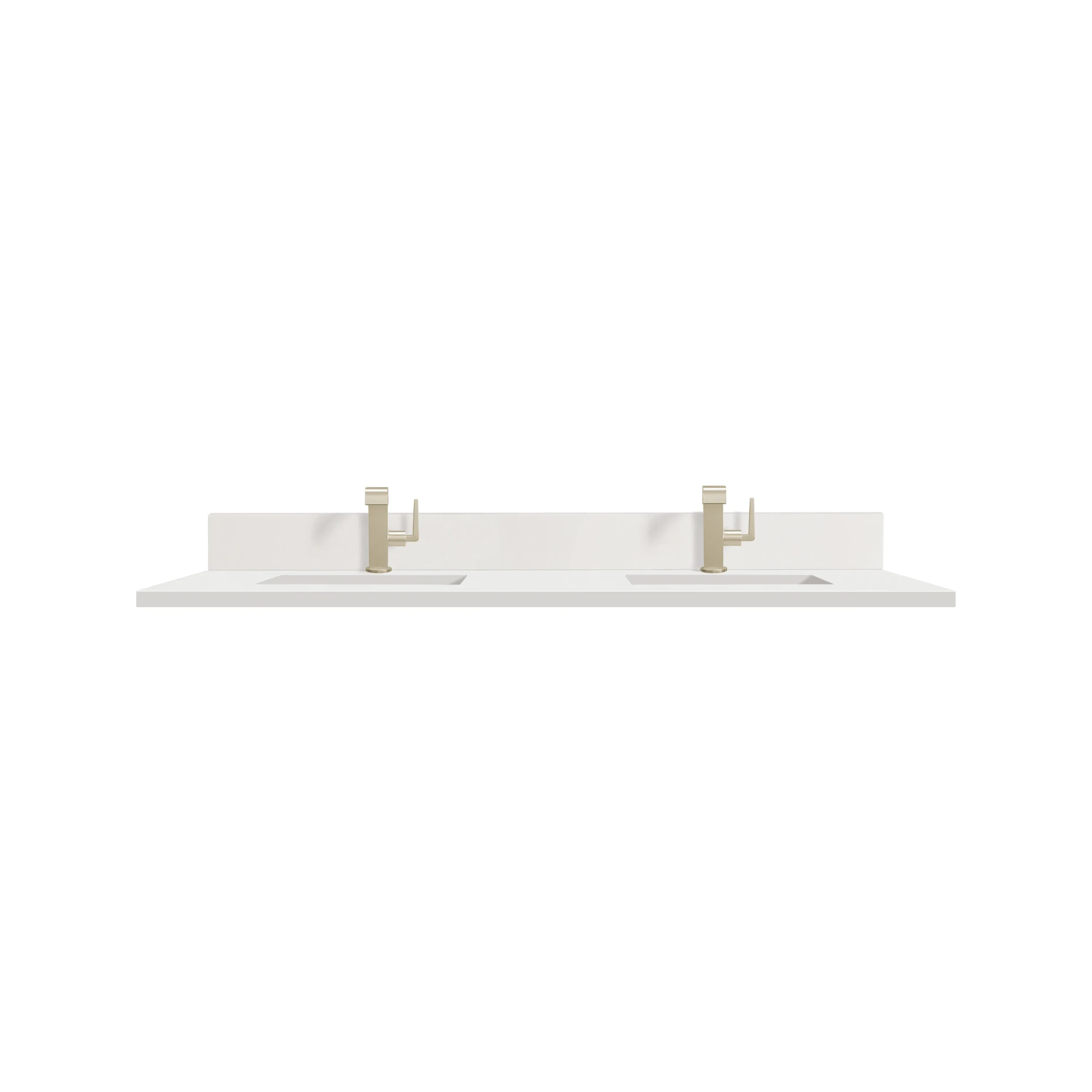 60" Double Top, Single-Hole, 3 CM White Zeus Silestone w/ Backsplash & Sink