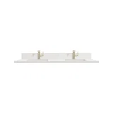 60" Double Top, Single-Hole, 3 CM White Zeus Silestone w/ Backsplash & Sink
