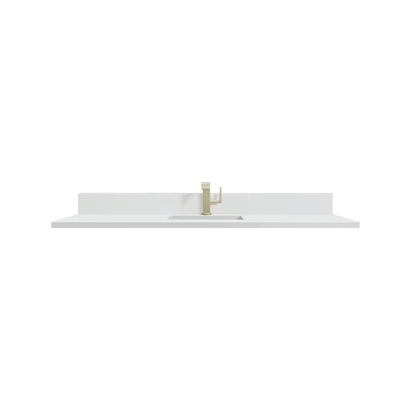 60" Single Top, Single-Hole, 3 CM White Zeus Silestone w/ Backsplash & Sink