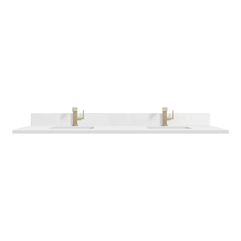 72" Double Top, Single-Hole, 3 CM White Zeus Silestone w/ Backsplash & Sink