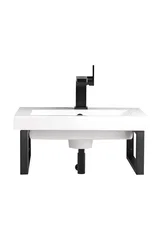 Two Boston 15.25" Wall Brackets, Matte Black w/ 20" White Glossy Composite Stone Top