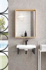 Two Boston 15.25" Wall Brackets, Matte Black w/ 20" White Glossy Composite Stone Top