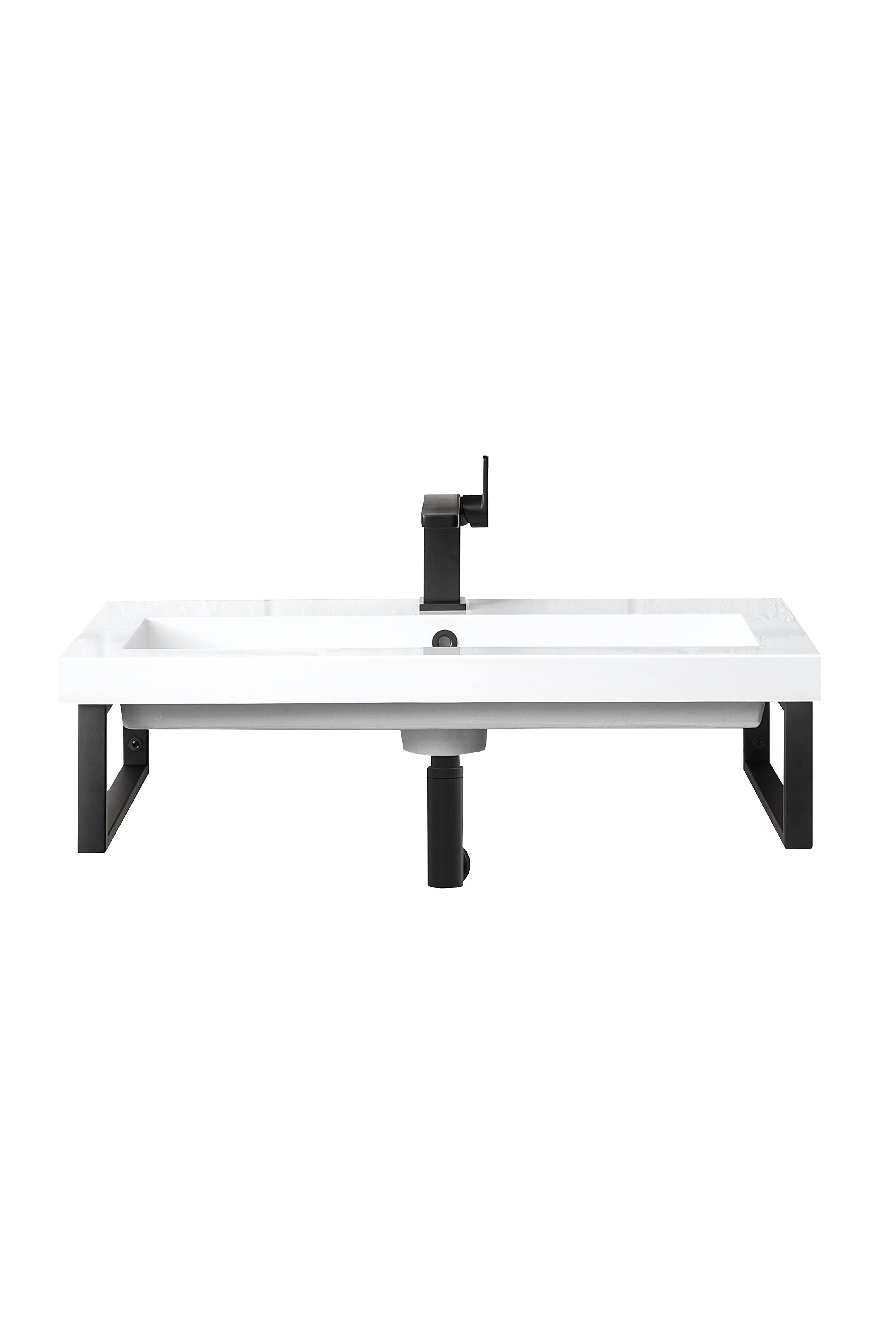Two Boston 15.25" Wall Brackets, Matte Black w/ 31.5" White Glossy Composite Stone Top