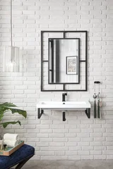 Two Boston 15.25" Wall Brackets, Matte Black w/ 31.5" White Glossy Composite Stone Top