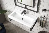 Two Boston 15.25" Wall Brackets, Matte Black w/ 31.5" White Glossy Composite Stone Top