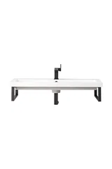 Two Boston 15.25" Wall Brackets, Matte Black w/ 39.5" White Glossy Composite Stone Top