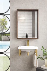 Two Boston 15.25" Wall Brackets, Radiant Gold w/ 20" White Glossy Composite Stone Top