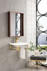 Two Boston 15.25" Wall Brackets, Radiant Gold w/ 20" White Glossy Composite Stone Top