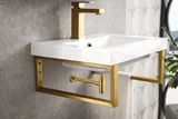 Two Boston 15.25" Wall Brackets, Radiant Gold w/ 20" White Glossy Composite Stone Top