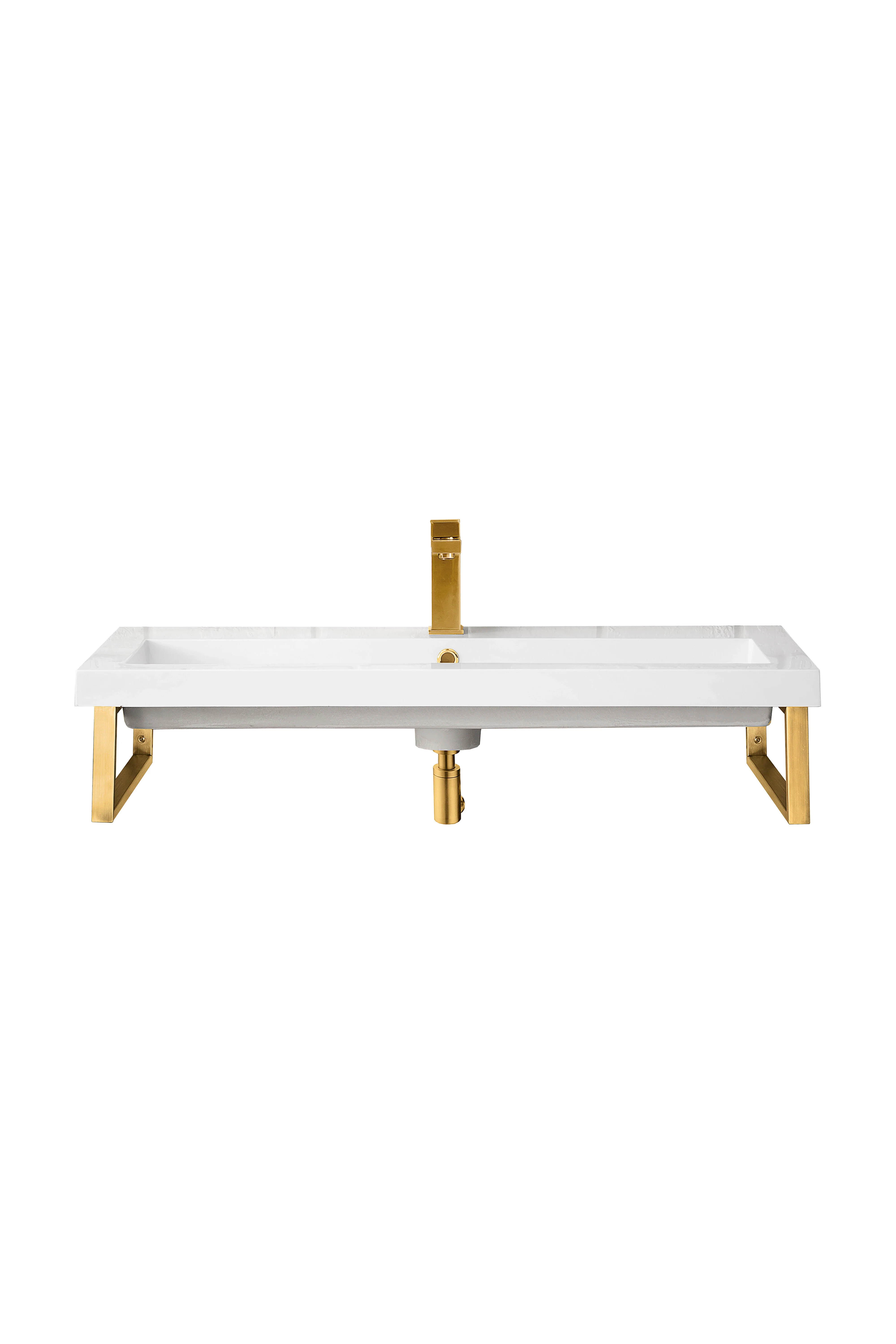 Two Boston 15.25" Wall Brackets, Radiant Gold w/ 39.5" White Glossy Composite Stone Top