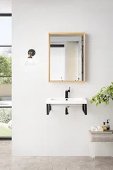 Two Boston 18" Wall Brackets, Matte Black w/ 23.6" White Glossy Composite Stone Top