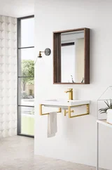 Two Boston 18" Wall Brackets, Radiant Gold w/ 23.6" White Glossy Composite Stone Top