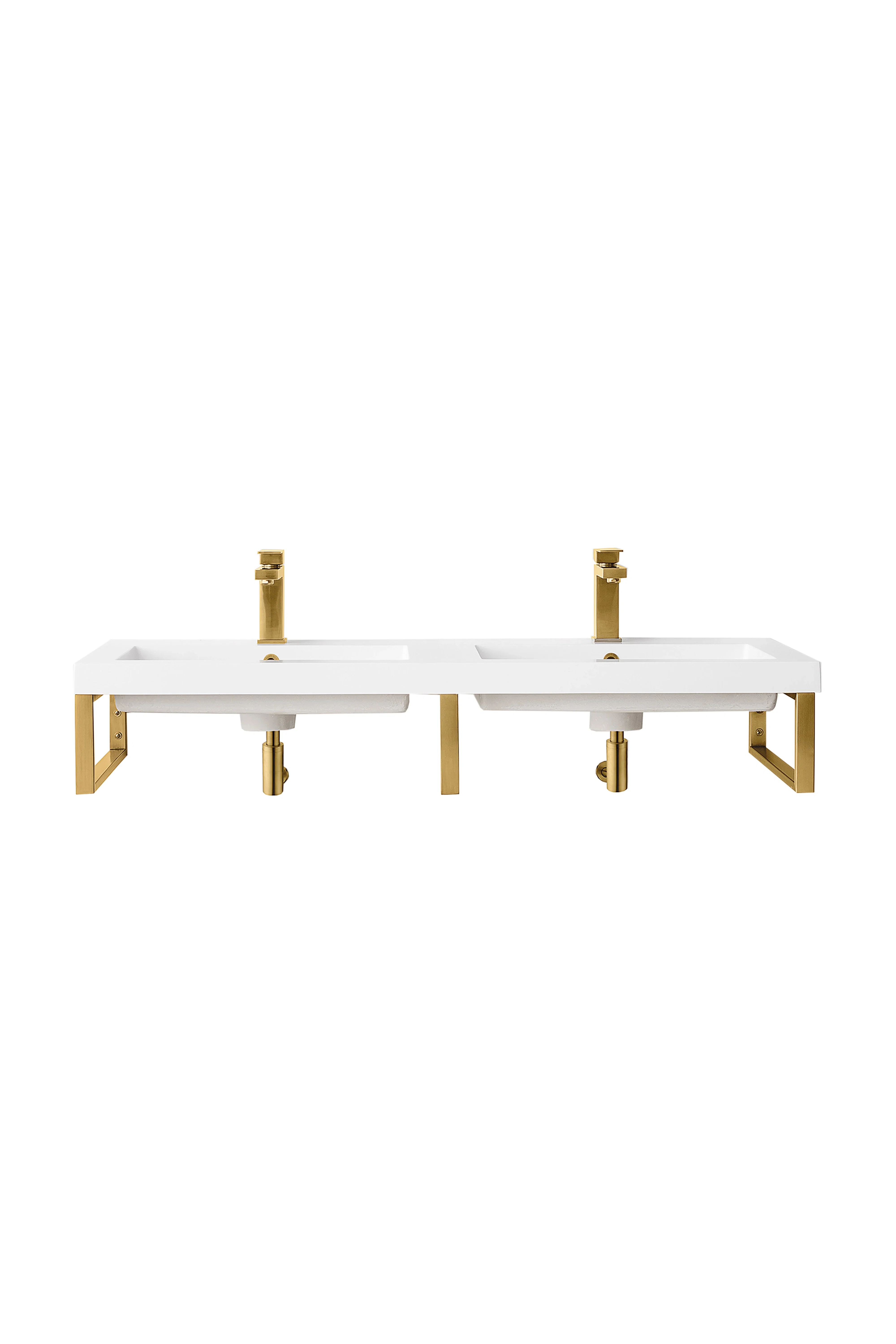 Three Boston 18" Wall Brackets, Radiant Gold w/ 47" White Glossy Composite Stone Top