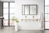 Three Boston 18" Wall Brackets, Radiant Gold w/ 47" White Glossy Composite Stone Top