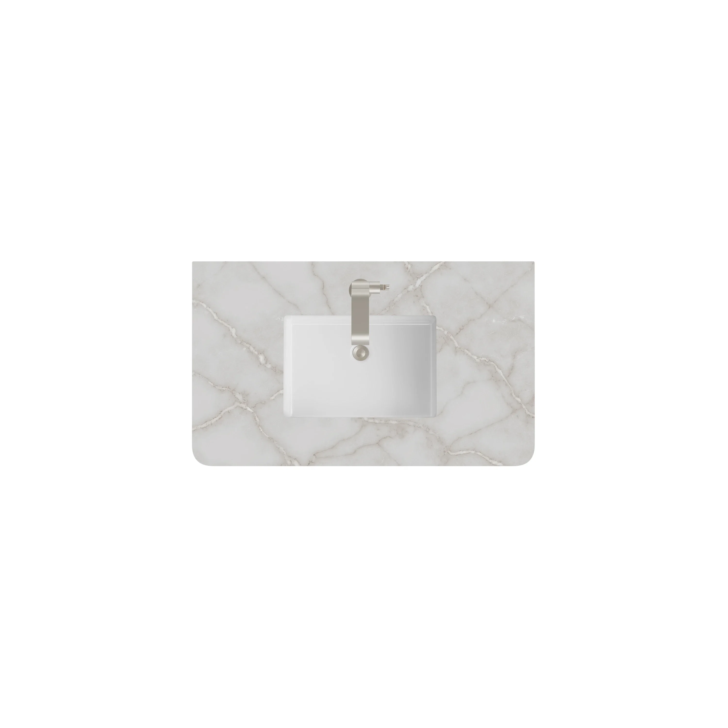 James Martin Vanities 36" Single Radius Cut Top, 3 CM Victorian Silver Silestone w/ Sink