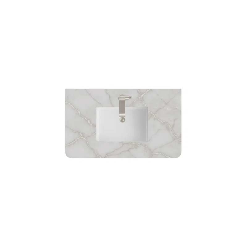 36" Single Radius Cut Top, 3 CM Victorian Silver Silestone w/ Sink