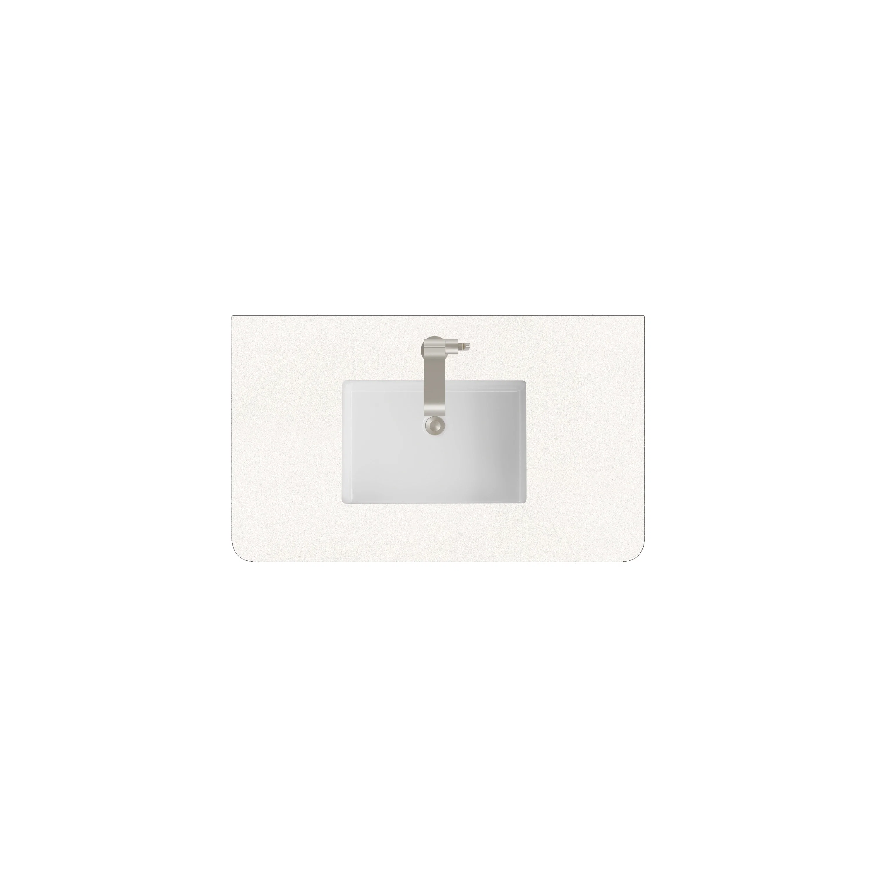 36" Single Radius Cut Top, 3 CM White Zeus Silestone w/ Sink
