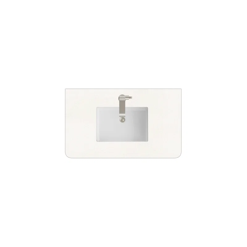 36" Single Radius Cut Top, 3 CM White Zeus Silestone w/ Sink