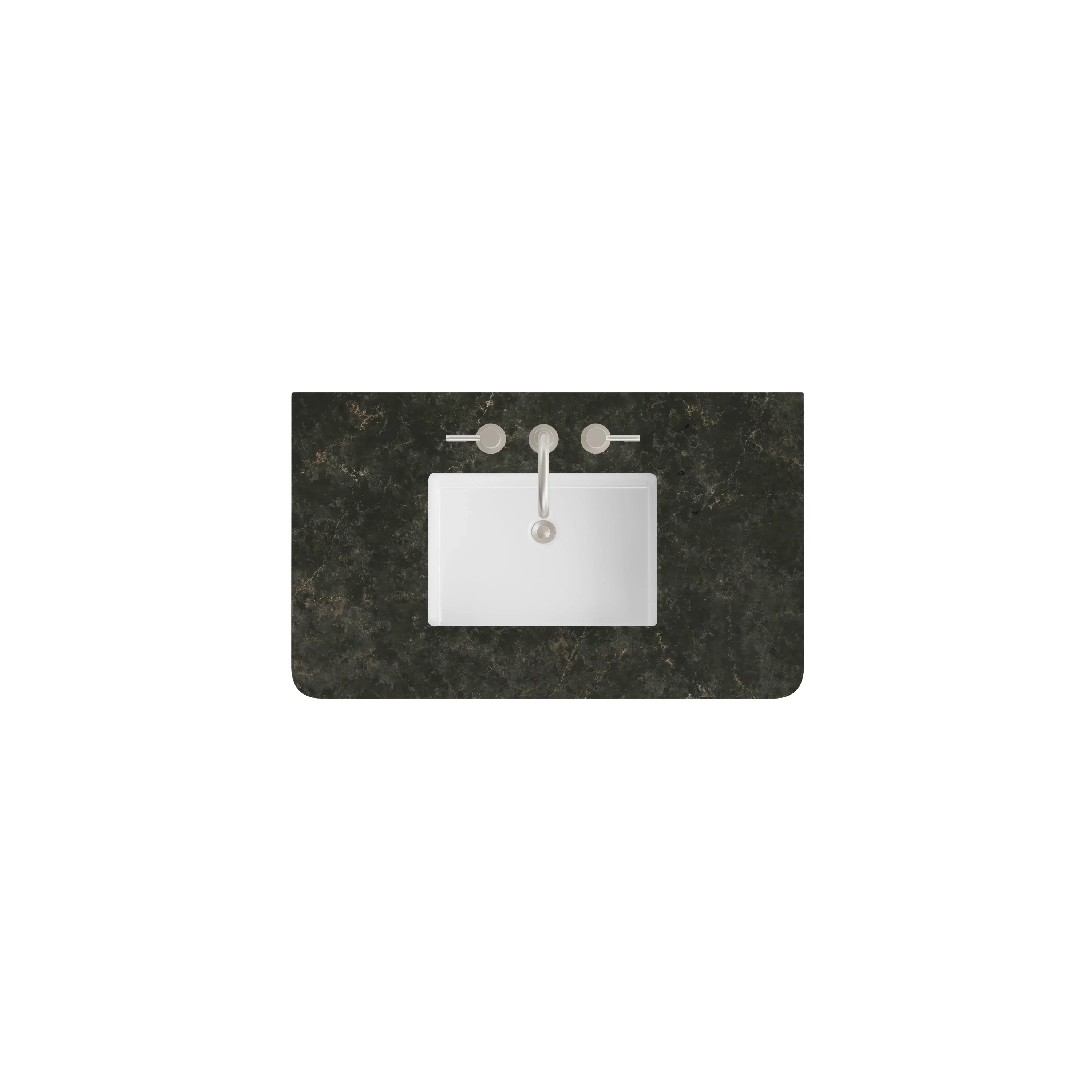 36" Single Radius Cut Top, Widespread 3CM Phantome Eclos w/ Sink