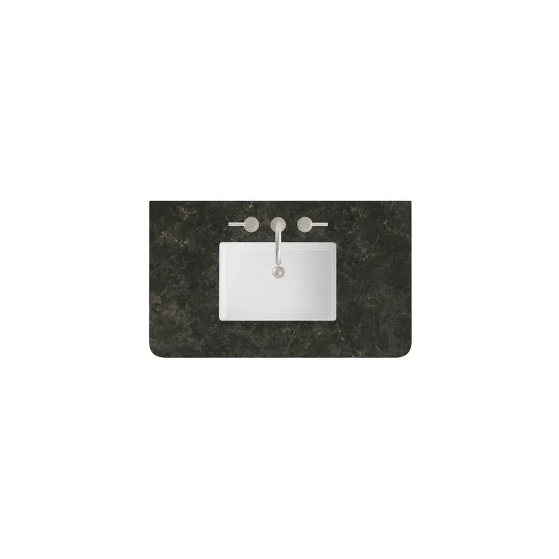 36" Single Radius Cut Top, Widespread 3CM Phantome Eclos w/ Sink