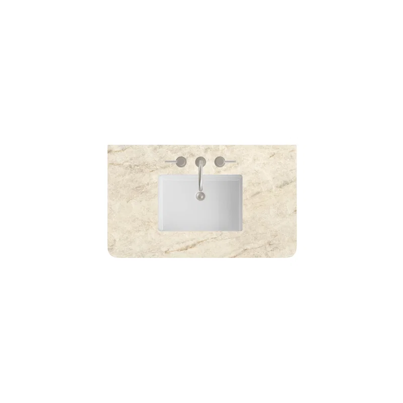 36" Single Radius Cut Top, Widespread 3CM Tajnar Eclos w/ Sink
