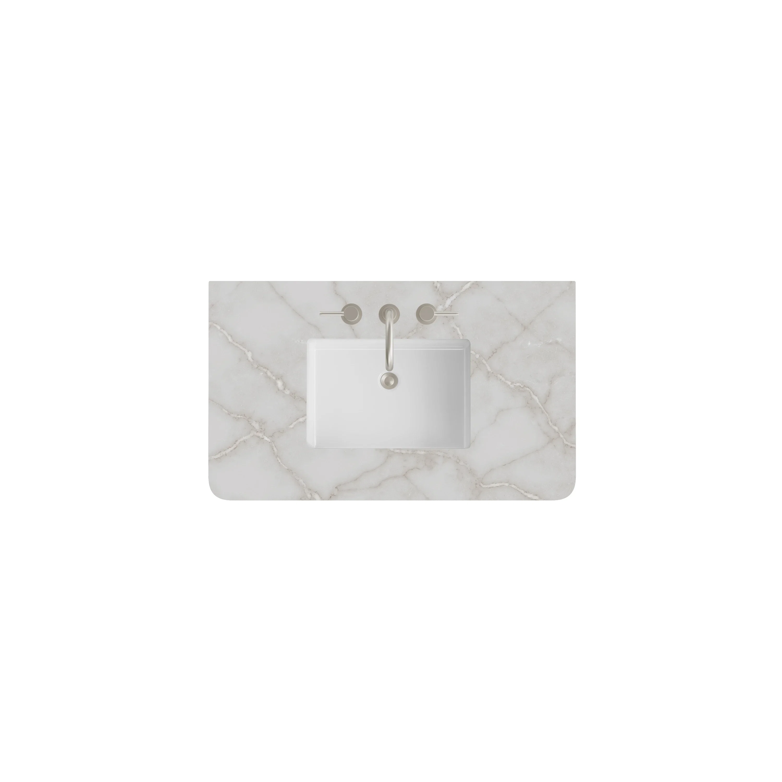 36" Single Radius Cut Widespread, 3 CM Victorian Silver Silestone w/ Sink