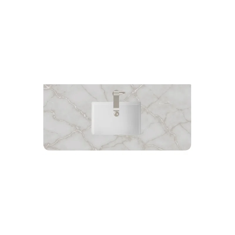 48" Single Radius Cut Top, 3 CM Victorian Silver Silestone w/ Sink