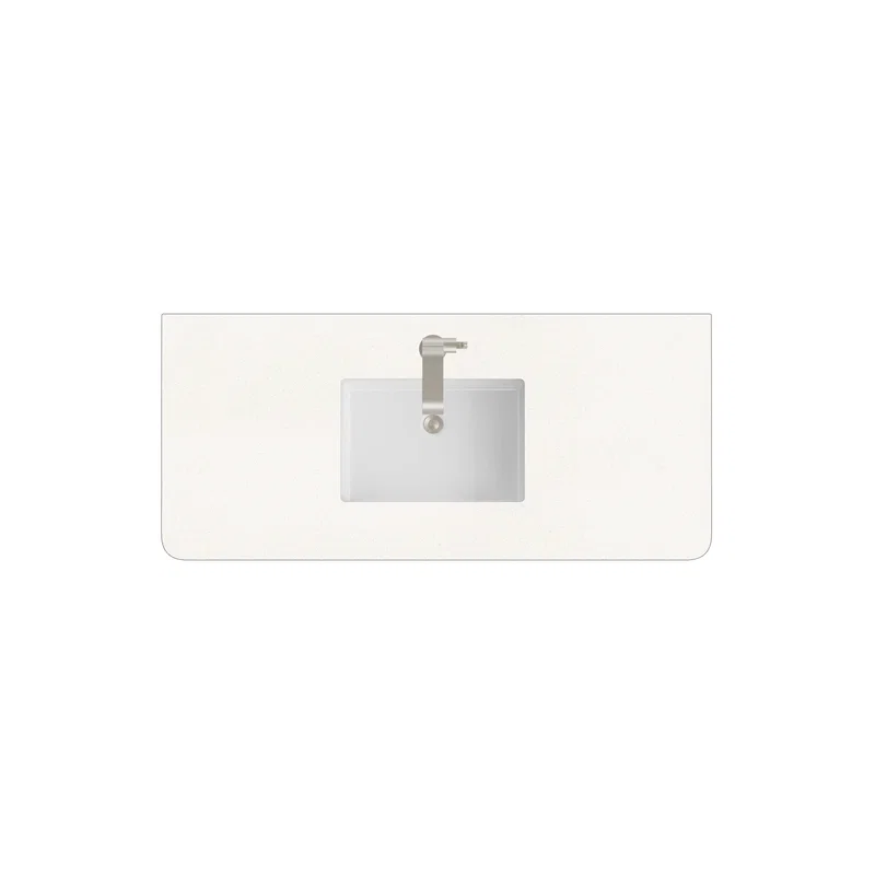 48" Single Radius Cut Top, 3 CM White Zeus Silestone w/ Sink