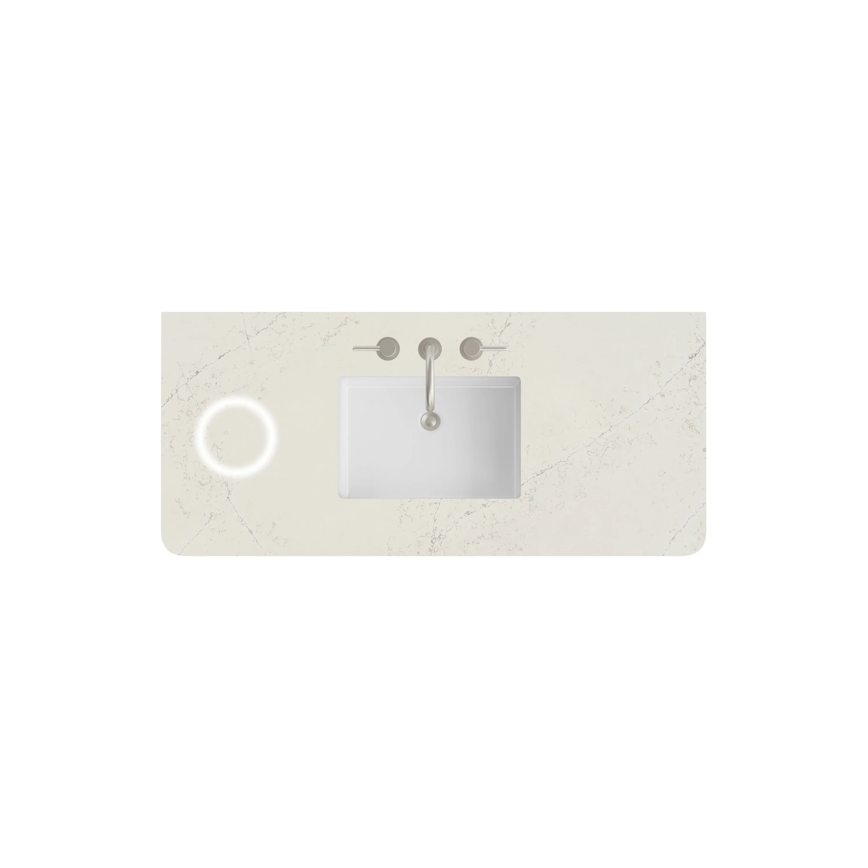 48" Single Radius Cut Top, Widespread 3CM Siberian w/ Sink & FreePower Wireless Charger