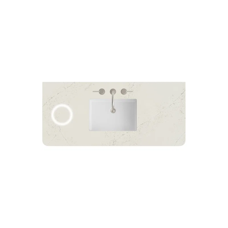 48" Single Radius Cut Top, Widespread 3CM Siberian w/ Sink & FreePower Wireless Charger