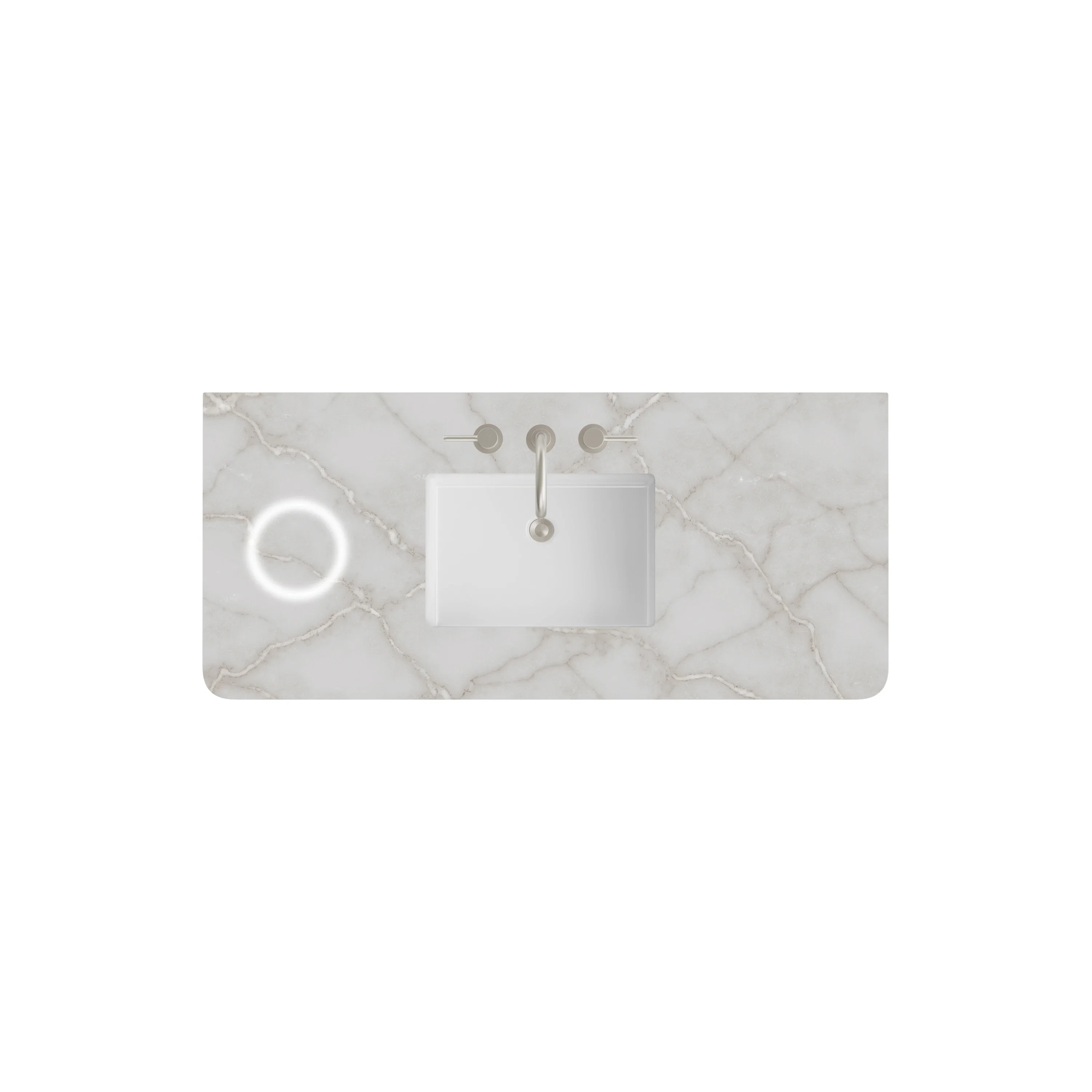 48" Single Radius Cut Top, 3 CM Victorian Silver Silestone w/ Sink & FreePower Wireless Charger