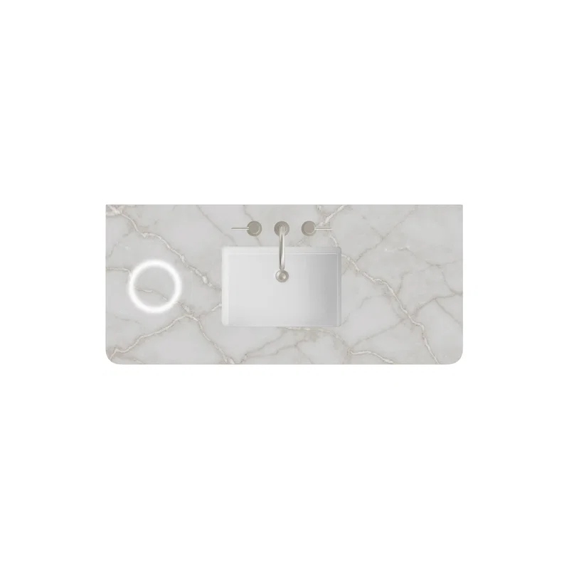 48" Single Radius Cut Top, 3 CM Victorian Silver Silestone w/ Sink & FreePower Wireless Charger