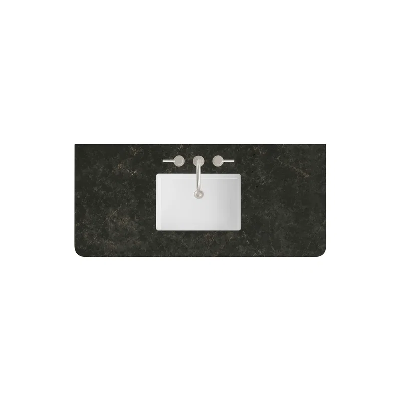 48" Single Radius Cut Top, Widespread 3CM Phantome Eclos w/ Sink