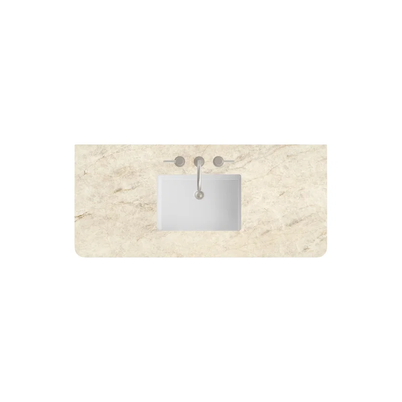 48" Single Radius Cut Top, Widespread 3CM Tajnar Eclos w/ Sink