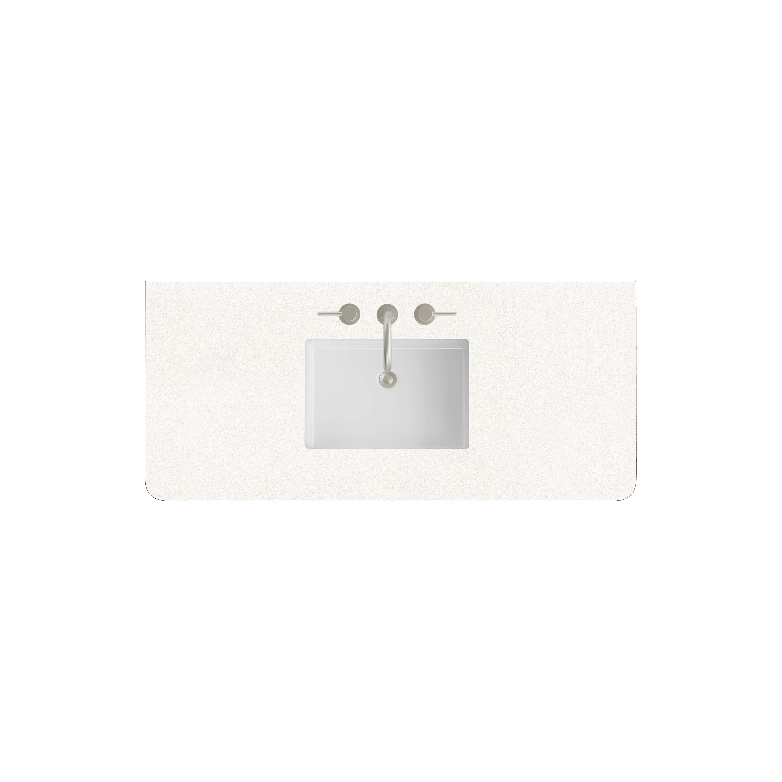 48" Single Radius Cut Widespread, 3 CM White Zeus Silestone w/ Sink