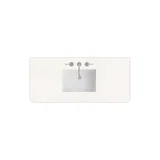 48" Single Radius Cut Widespread, 3 CM White Zeus Silestone w/ Sink