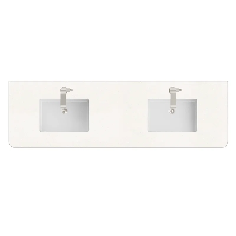 72" Single Radius Cut Top, 3 CM White Zeus Silestone w/ Sink