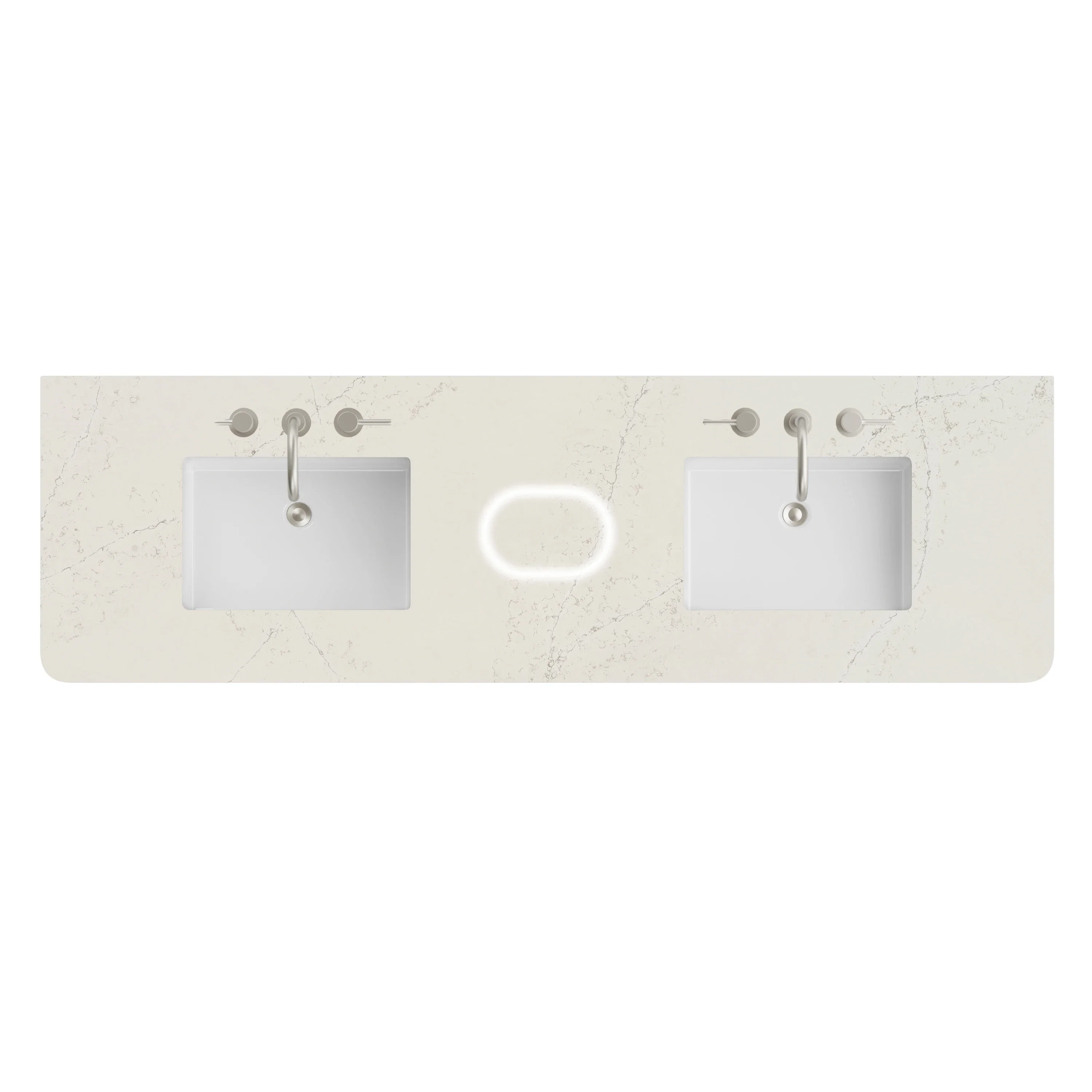 72" Double Radius Cut Top, Widespread 3CM Siberian w/ Sink & FreePower Wireless Charger